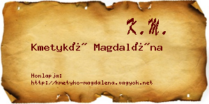 Kmetykó Magdaléna névjegykártya